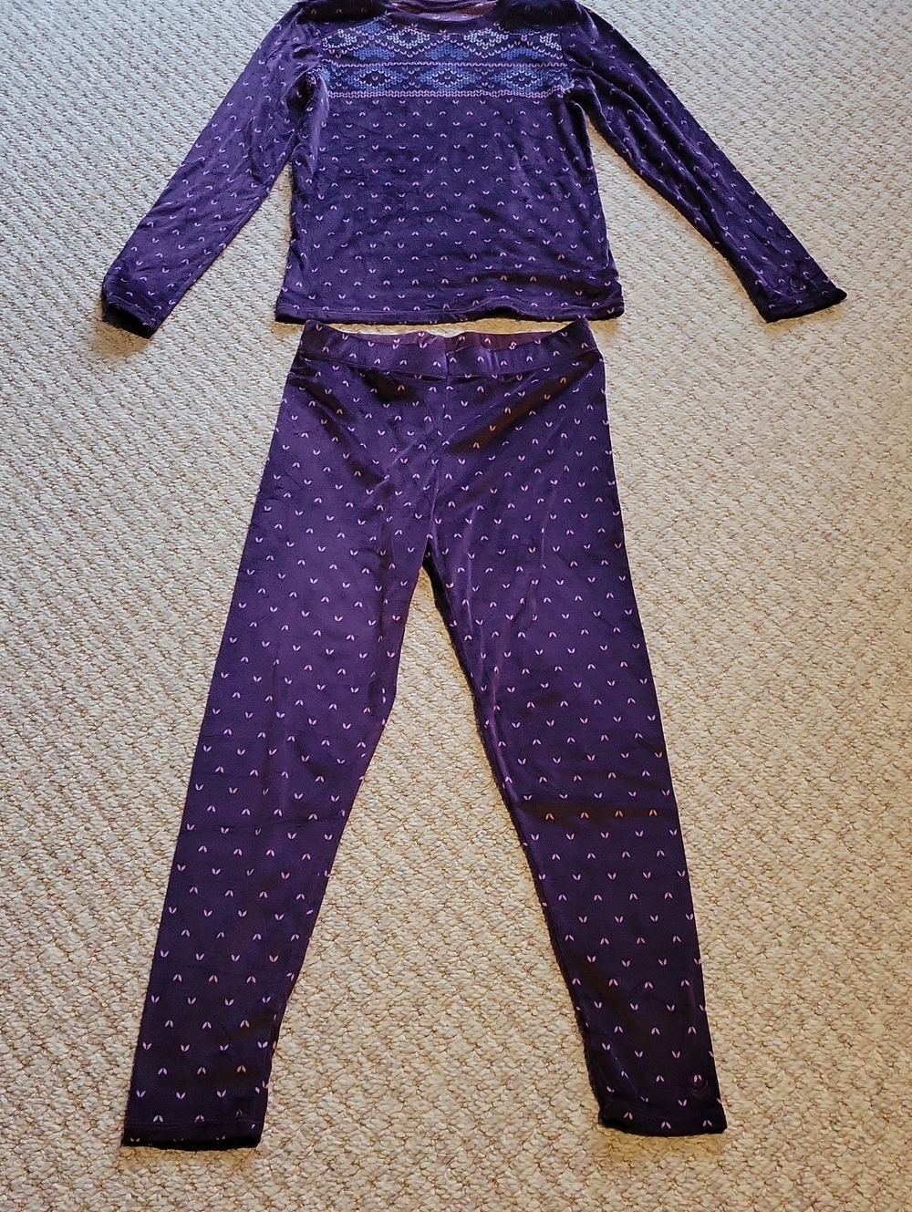Cuddl Duds Purple Heart-Print Long Sleeve Pajama Set